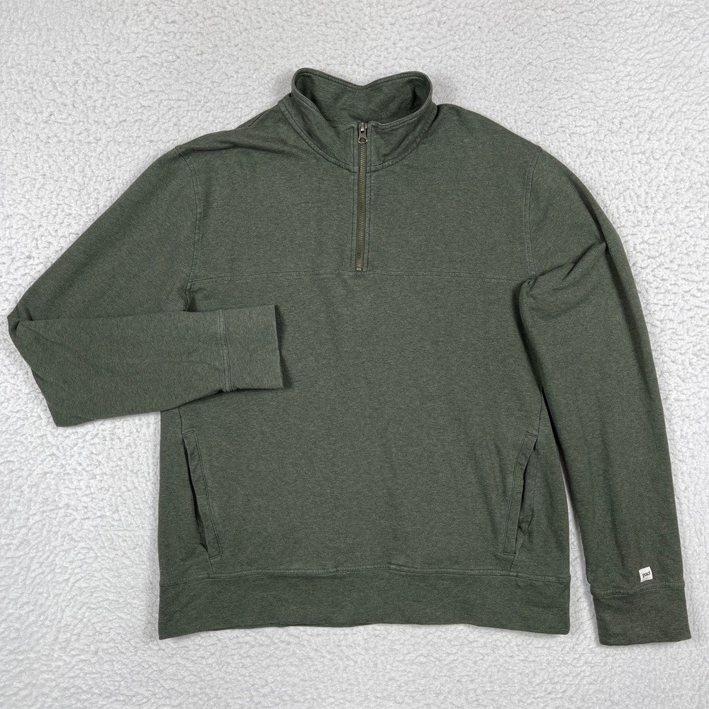 Pact Quarter Zip Pullover Mens Large Olive Green Organic Cotton Sustainable